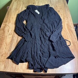 NWT $128 USD J. Crew Drapey Wrap Dress Black Size 14 Style BD409